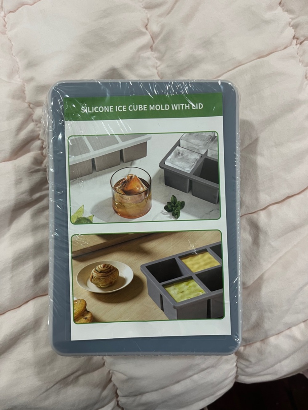 Amazon Gray Silicone Ice Cube Mold with Lid